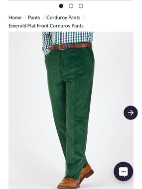 English designer Peter Christian Green Corduroy Flat-Front Men’s Pants. 32x27